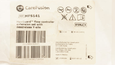 CareFusion MFS141 MaxGuard Flow Controller Extension Set with Ndleless Y-Site